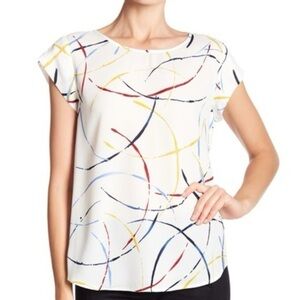 JOIE Rancher B Cap Sleeve Top Multi Color Size M